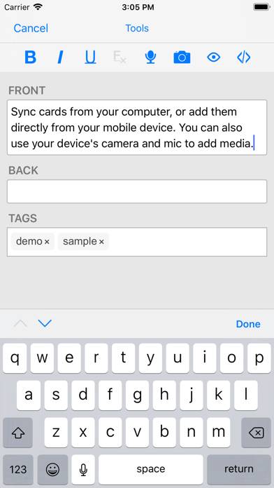 AnkiMobile Flashcards App skärmdump #3