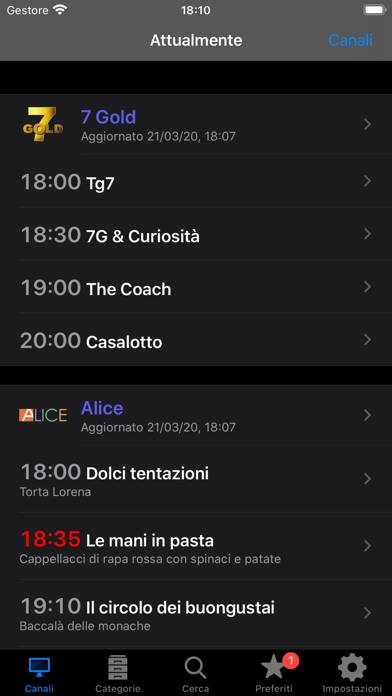 Italian TV Schedule Schermata dell'app #1