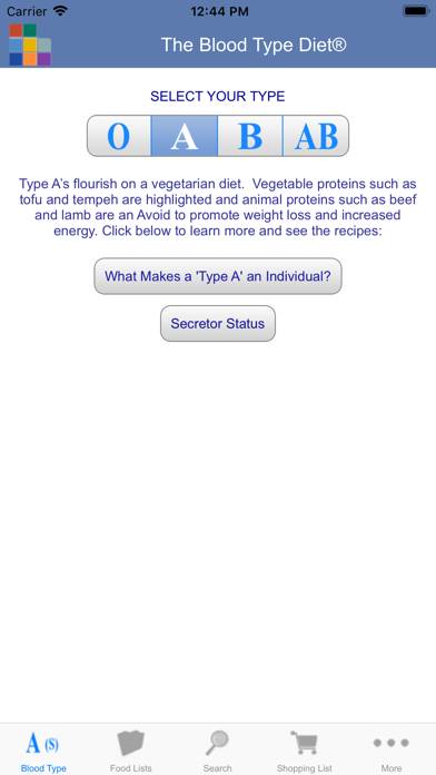 Blood Type Diet App screenshot #1