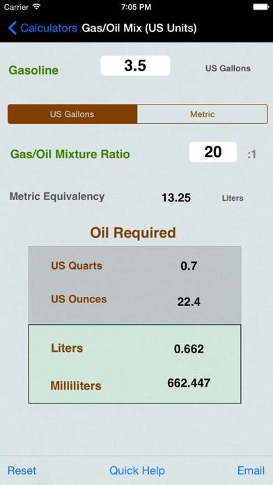 Gas Oil Mixture Ratio App screenshot #1