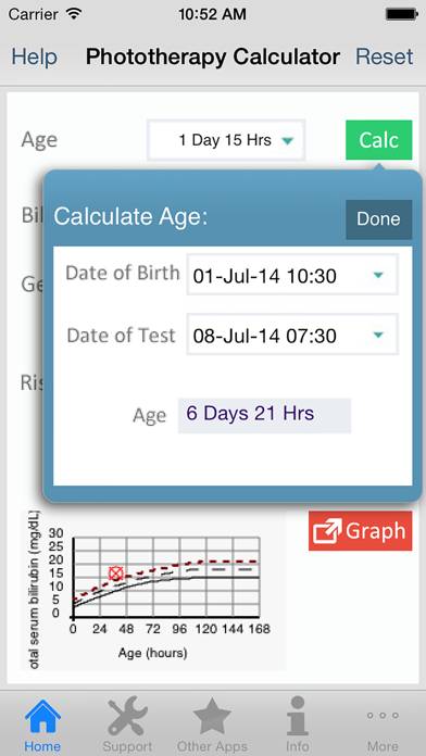 Phototherapy Calculator App screenshot