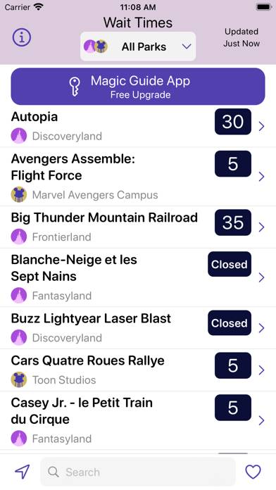 Wait Times: Disneyland Paris App screenshot