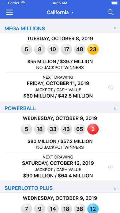 Lotto Results App screenshot #2