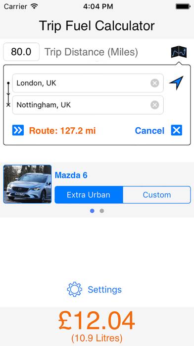 Trip Fuel Calculator App screenshot