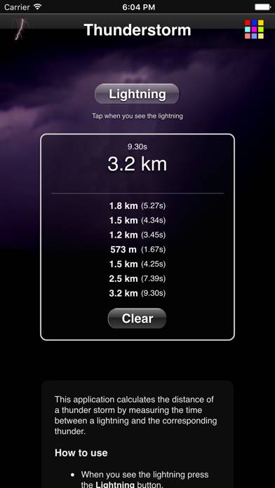 Thunderstorm Calculator Captura de pantalla de la aplicación