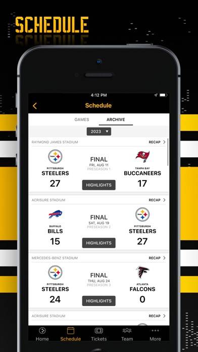 Pittsburgh Steelers App screenshot