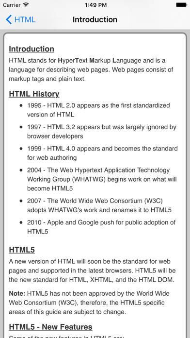 HTML Pro Quick Guide Schermata dell'app #2