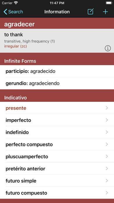 VerbForms Español Captura de pantalla de la aplicación #3
