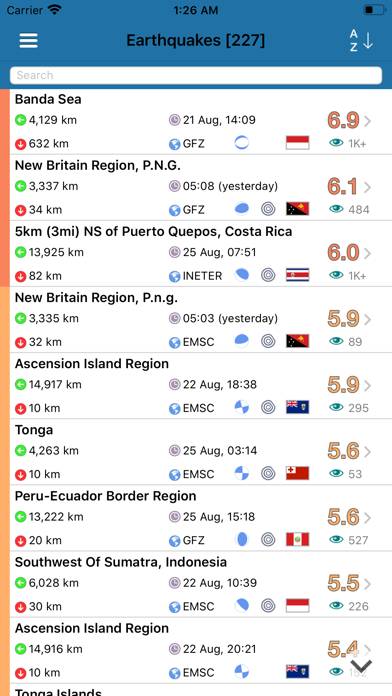 Earthquake plus Alerts, Map & Info Captura de pantalla de la aplicación #2