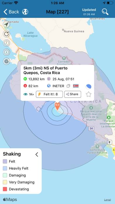 Earthquake plus Alerts, Map & Info Schermata dell'app #5
