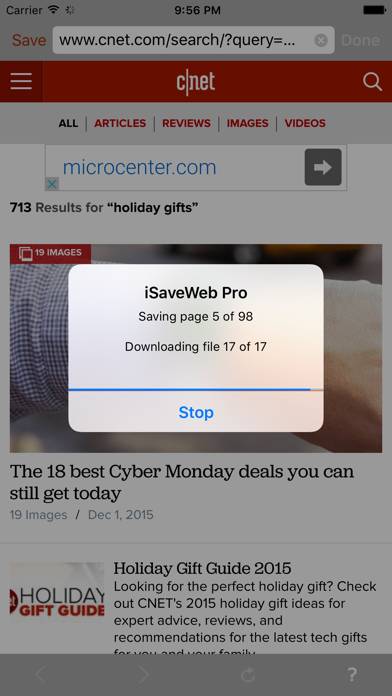 ISaveWeb Pro Schermata dell'app
