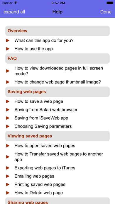 ISaveWeb Pro Schermata dell'app