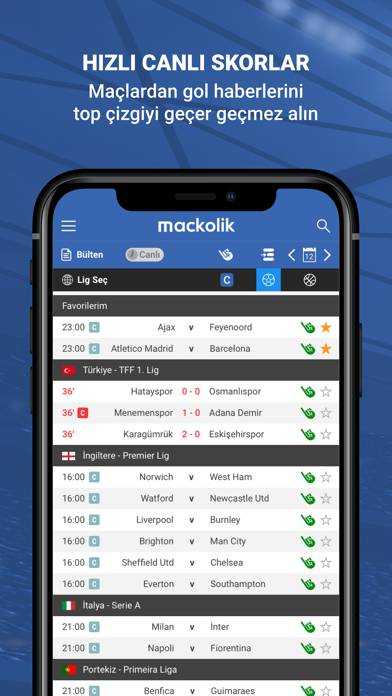 M Scores | Mackolik Live Score Schermata dell'app #1
