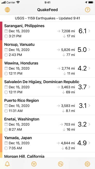 QuakeFeed Earthquake Alerts App screenshot #1