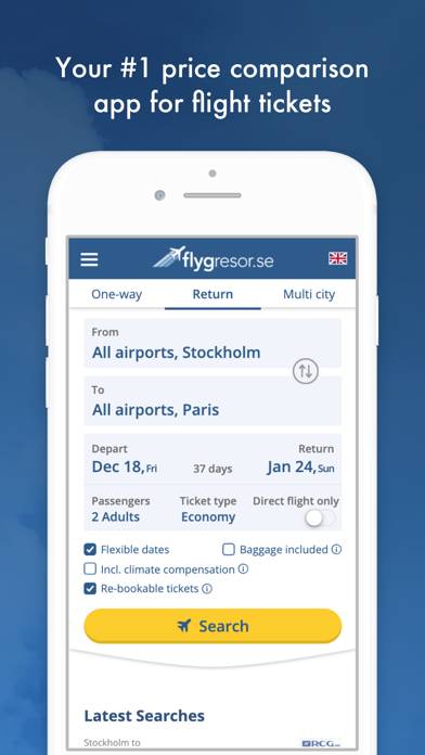 Flygresor.se App skärmdump #1