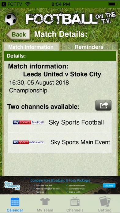 Football on the TV Schermata dell'app