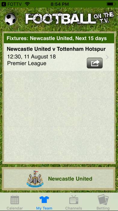 Football on the TV Schermata dell'app