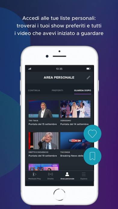 Mediaset Infinity Schermata dell'app