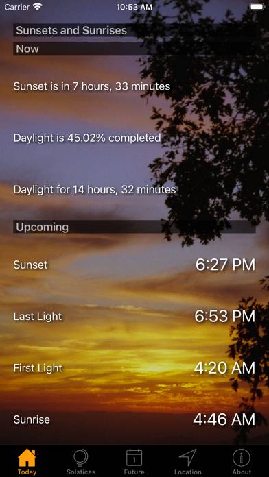 Sunset and Sunrise Times skärmdump
