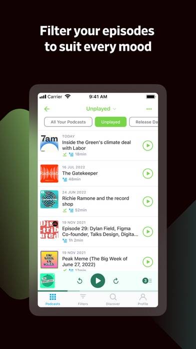 Pocket Casts: Podcast Player Captura de pantalla de la aplicación #6