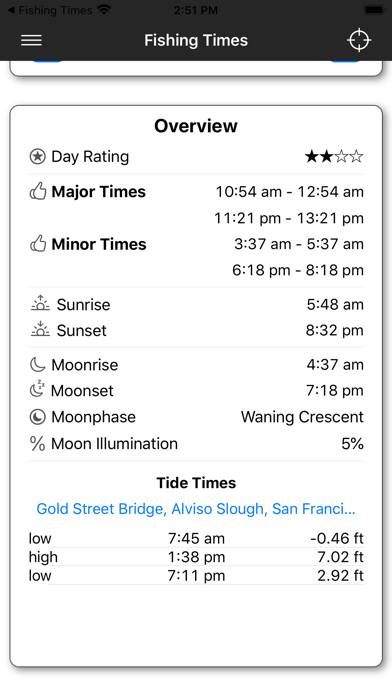 Fishing Times Pro App screenshot