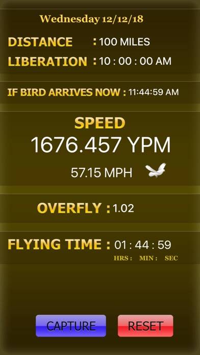 PIGEON RACING SPEED CALCULATOR immagine dello schermo