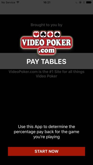 Video Poker Pay Tables Schermata dell'app #1