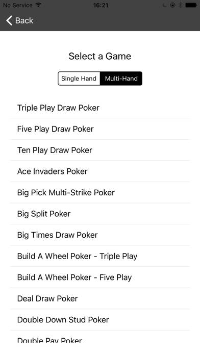 Video Poker Pay Tables Capture d'écran de l'application #2
