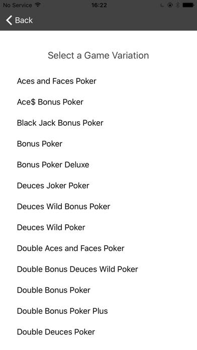 Video Poker Pay Tables Capture d'écran de l'application #3