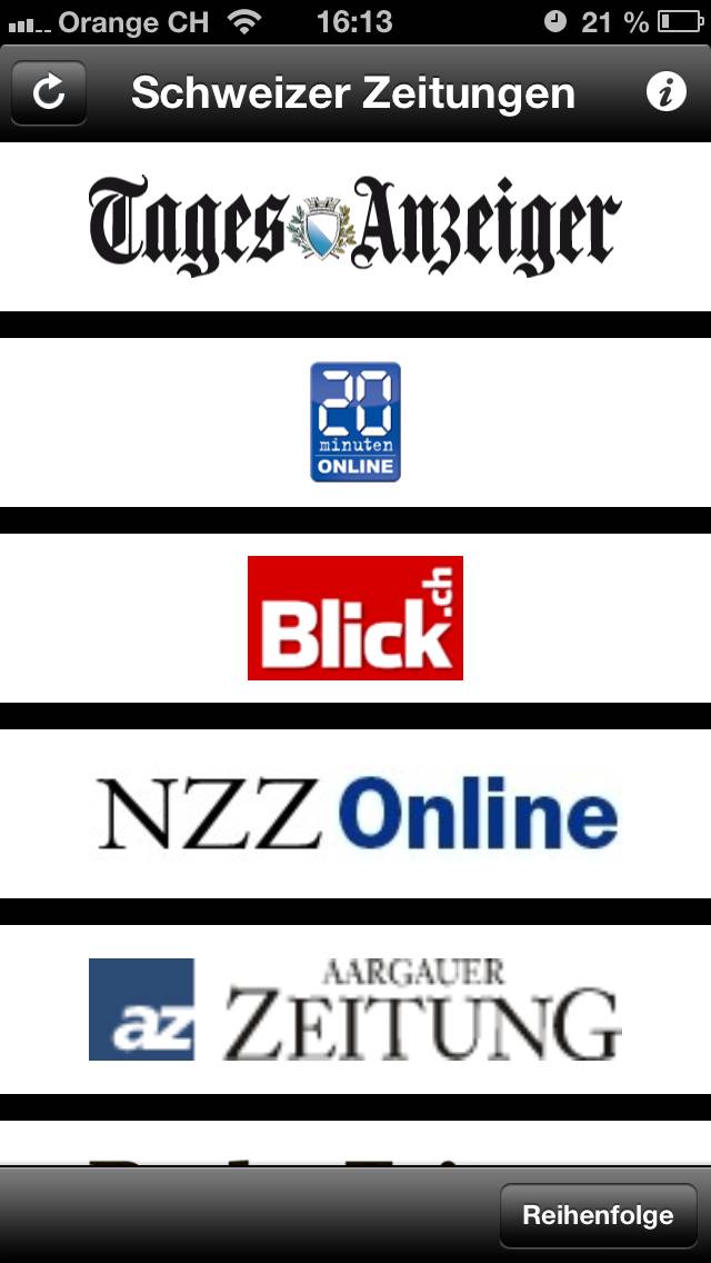 Schweizer Zeitungen plus Schermata dell'app