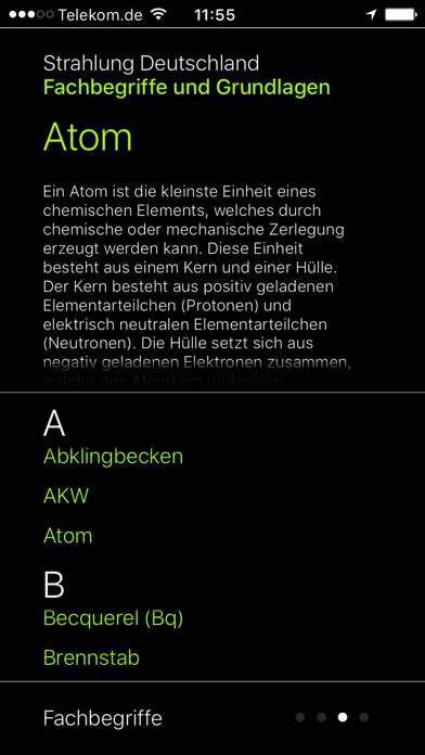 Strahlung App-Screenshot