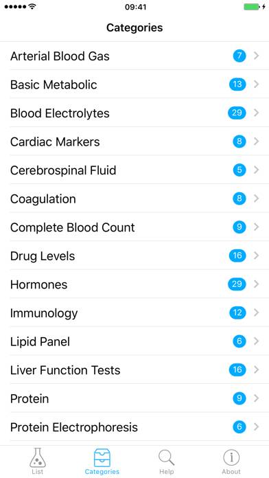 Lab Values Captura de pantalla de la aplicación #2