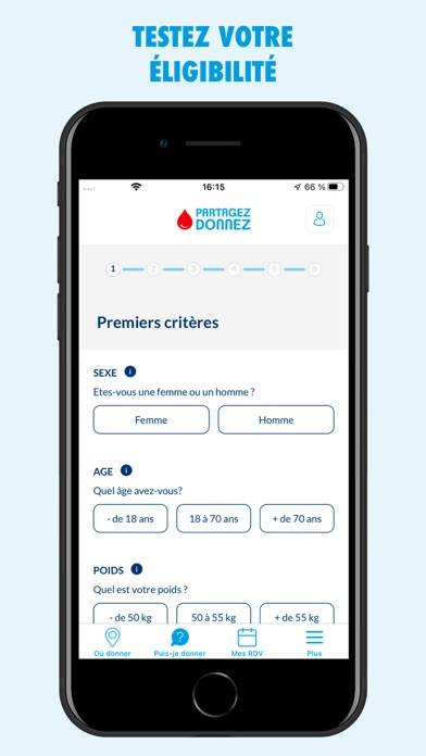 Don de sang Capture d'écran de l'application #3