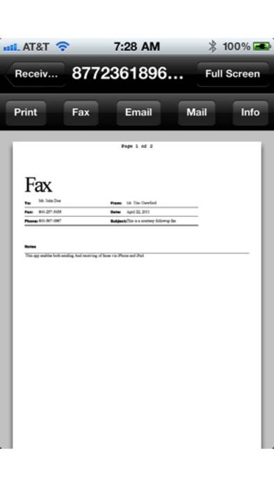 Faxing for iPhone App screenshot