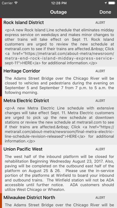 OnTime Metra, CTA App screenshot