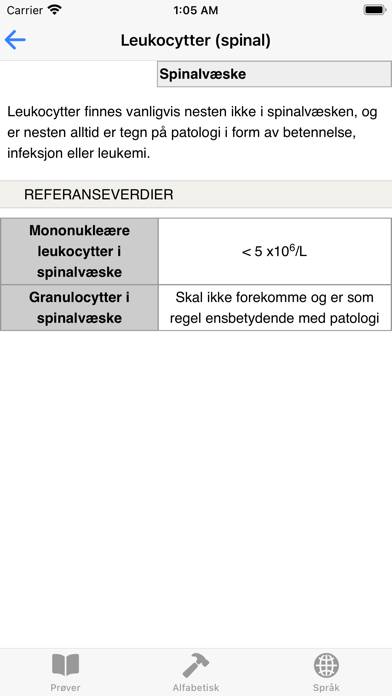 Blodprøver App skärmdump