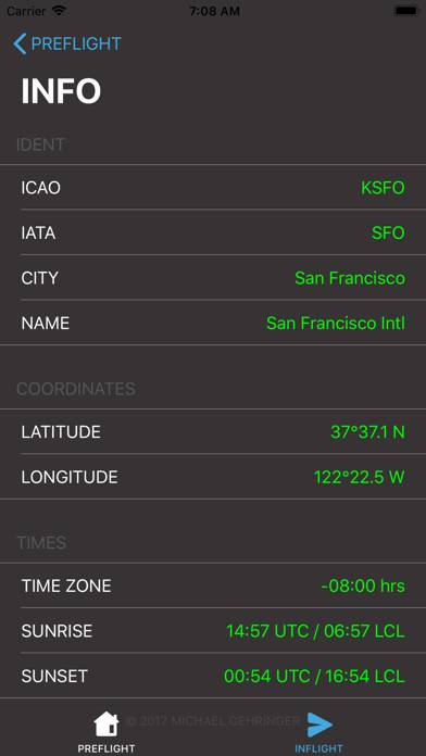 SunFlight App-Screenshot