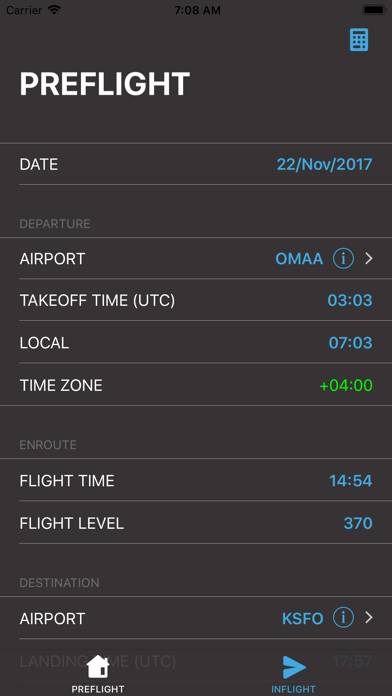 SunFlight App-Screenshot