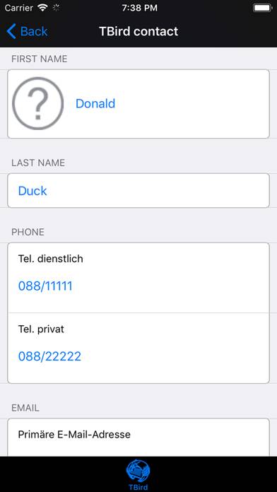 Thunderbird Contact Sync. Schermata dell'app #4
