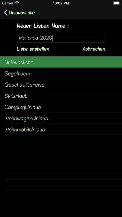 Urlaubsliste App-Screenshot