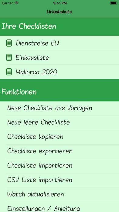 Urlaubsliste App-Screenshot