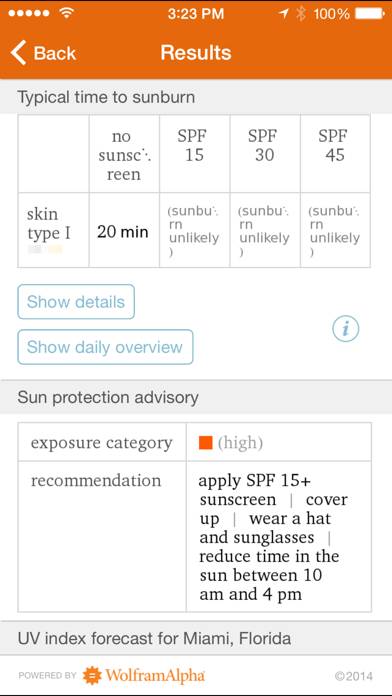 Wolfram Sun Exposure Reference App Captura de pantalla de la aplicación #3