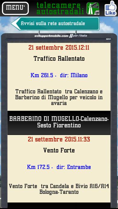 Video Telecamere strade ed autostrade Schermata dell'app