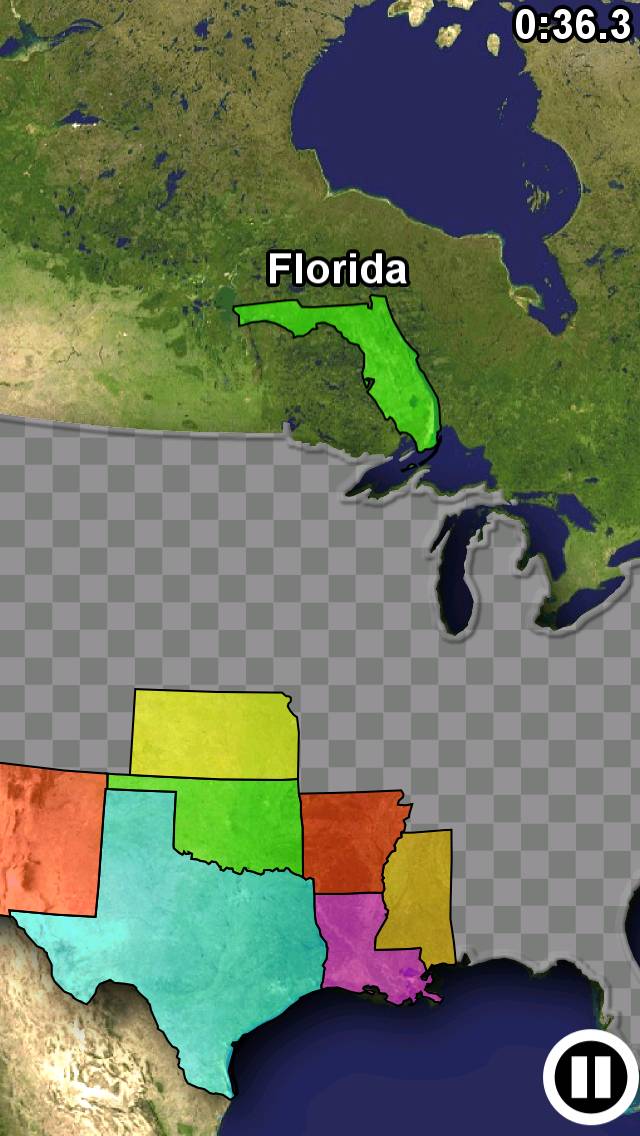Statetris skärmdump av spelet