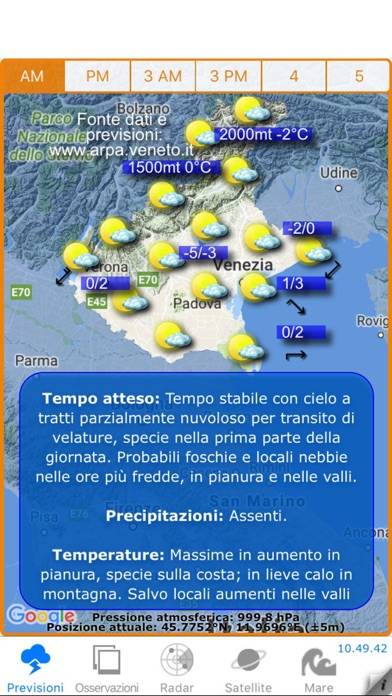 Meteo Veneto immagine dello schermo