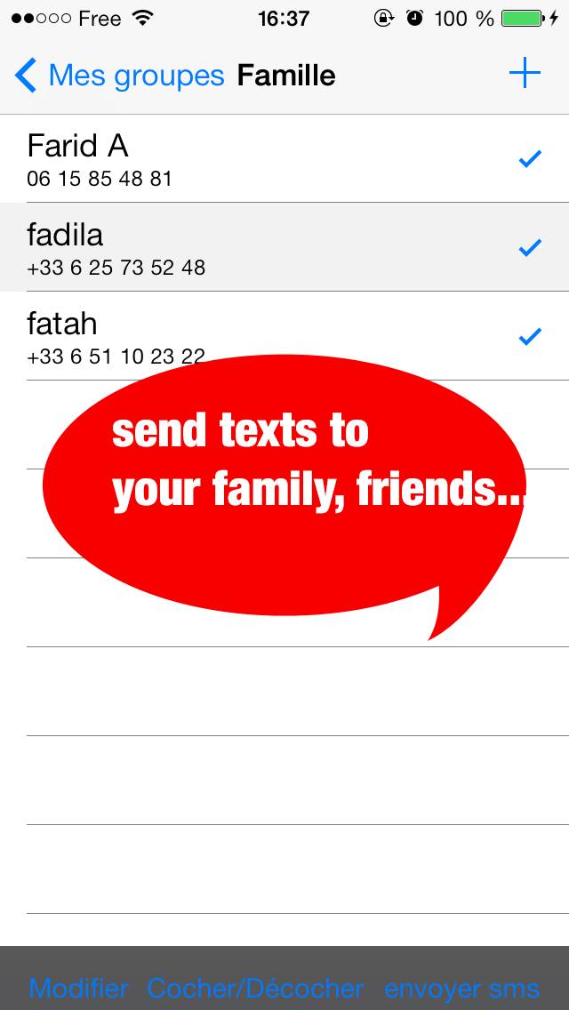 GROUP SMS : Send grouped TEXT to all your friends ! App screenshot #2