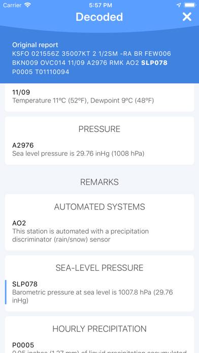 METAR Reader Capture d'écran de l'application