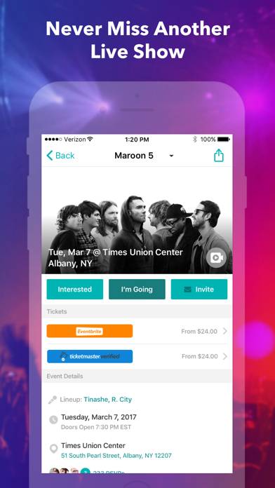 Bandsintown Concerts App skärmdump #3
