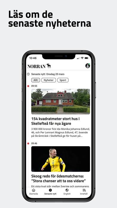 Norran App skärmdump