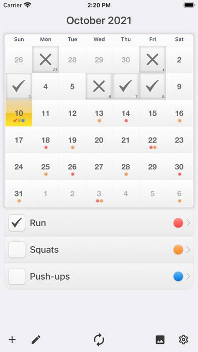 Workout Calendar App screenshot